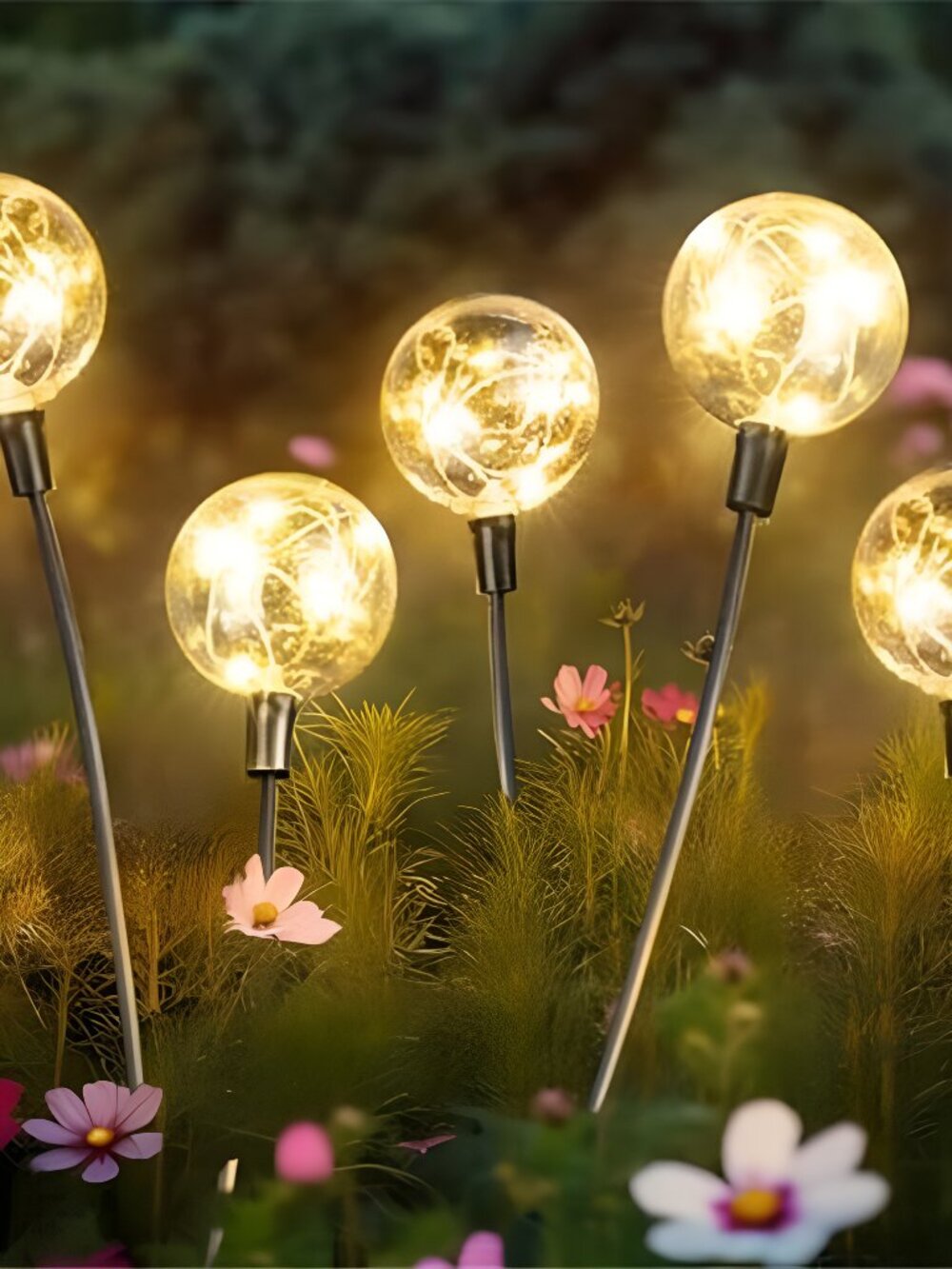 Outdoor Solar Lights for Yard, 4 Packs 16LED, Solar Globe Lights Outdoor